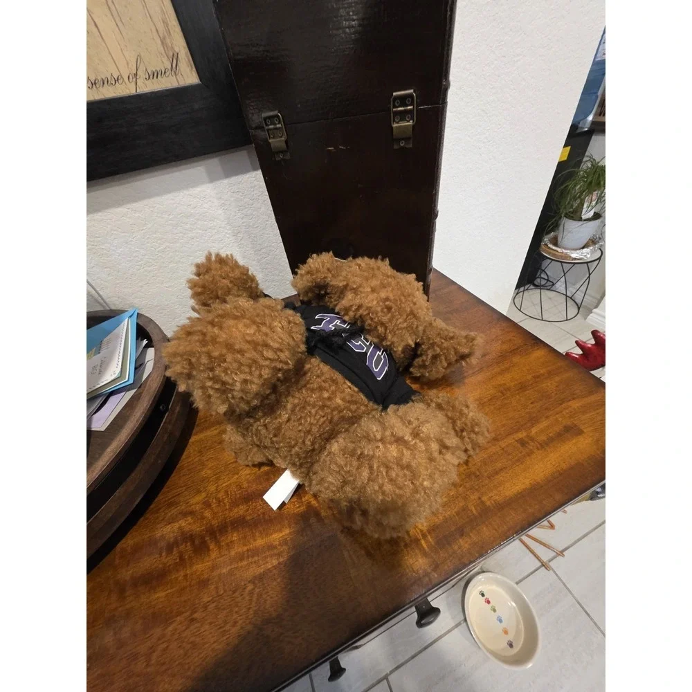 TCU Horned Frogs  Mascot Factory Flopsy Dark Brown Dog Teddy Bear Plush With Tag